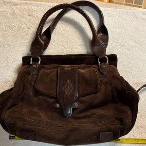 Elegant Brown Suede Handbag